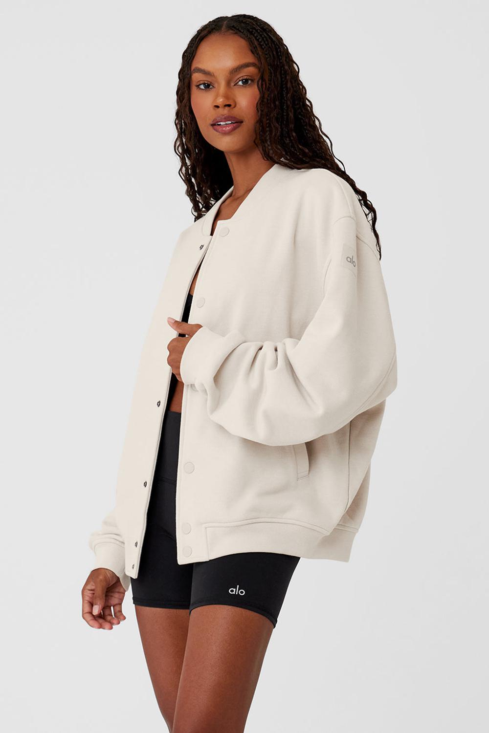 Μπουφαν γυναικεια Alo Yoga Renown Varsity Bone | Greece  XQBRJ-7160