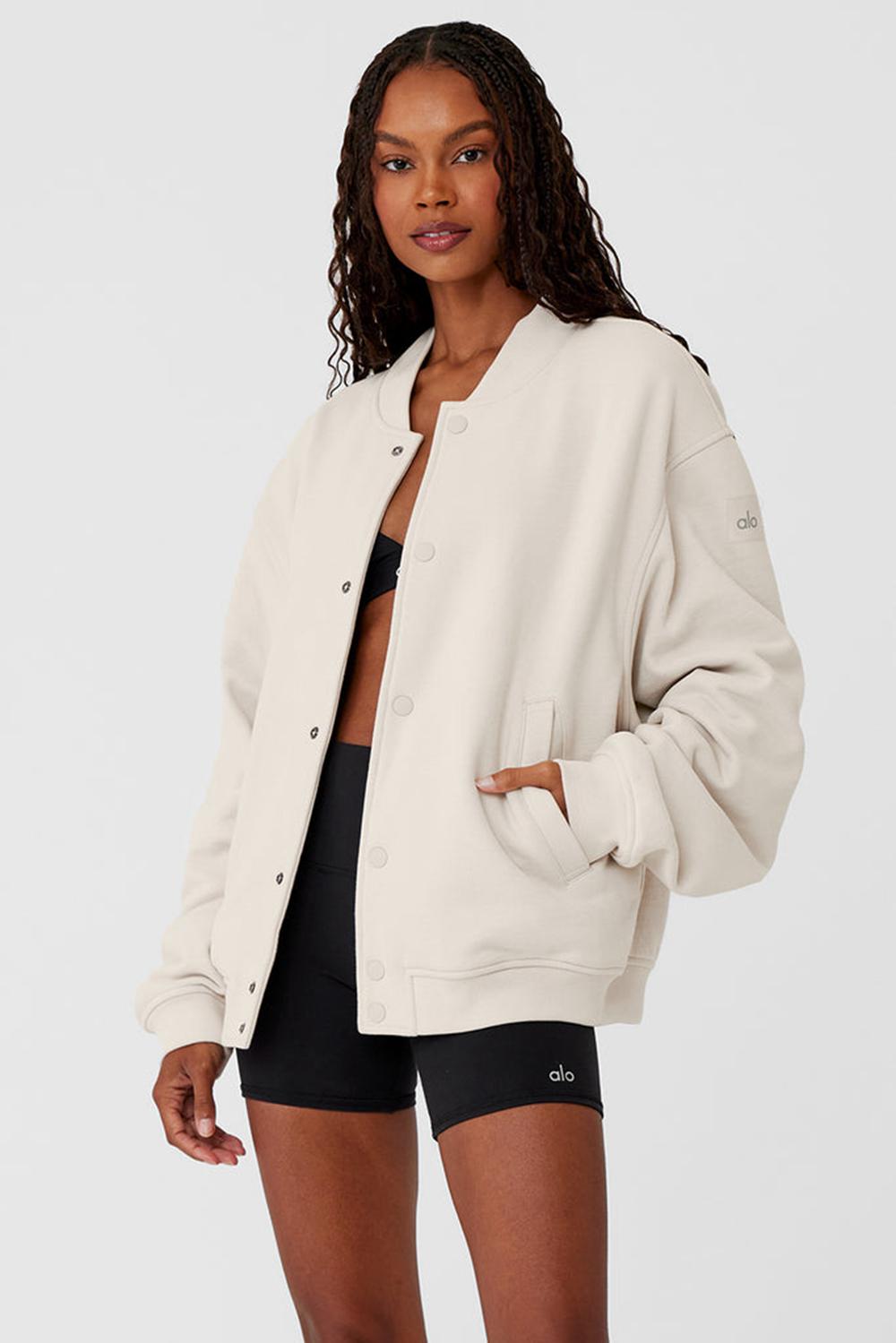 Μπουφαν γυναικεια Alo Yoga Renown Varsity Bone | Greece  XQBRJ-7160
