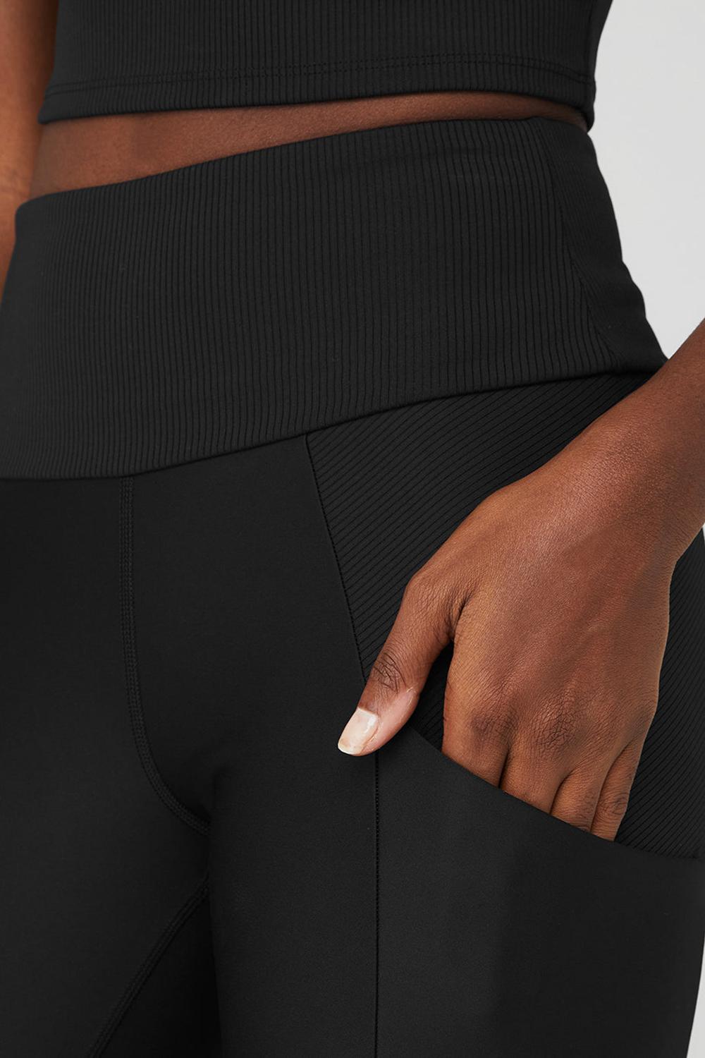 Κολαν γυναικεια Alo Yoga Ribbed Airlift High-Waist 7/8 Enchanted μαυρα | Greece  OJYUG-9412