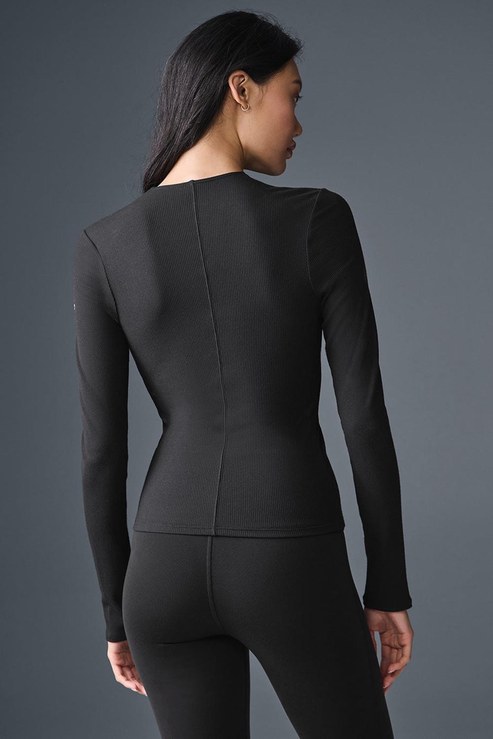 Μακρυμανικο γυναικεια Alo Yoga Ribbed Mesmerize μαυρα | Greece  ULXDE-9304