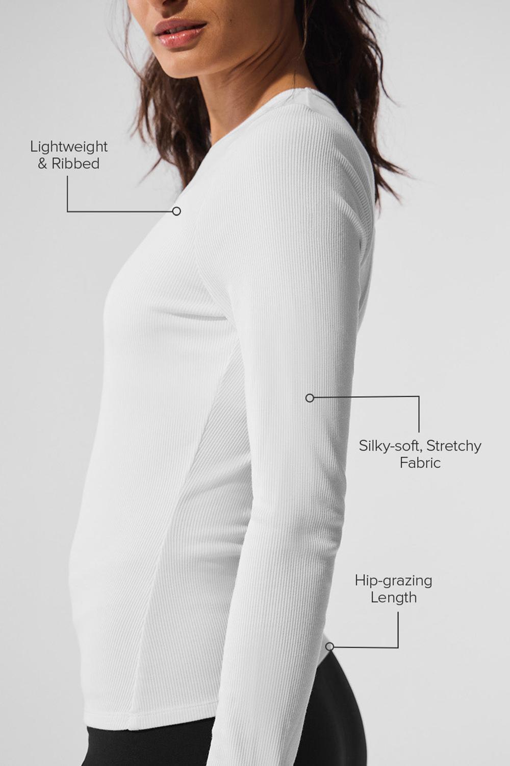 Μακρυμανικο γυναικεια Alo Yoga Ribbed Modal ασπρα | Greece  MQESY-3174