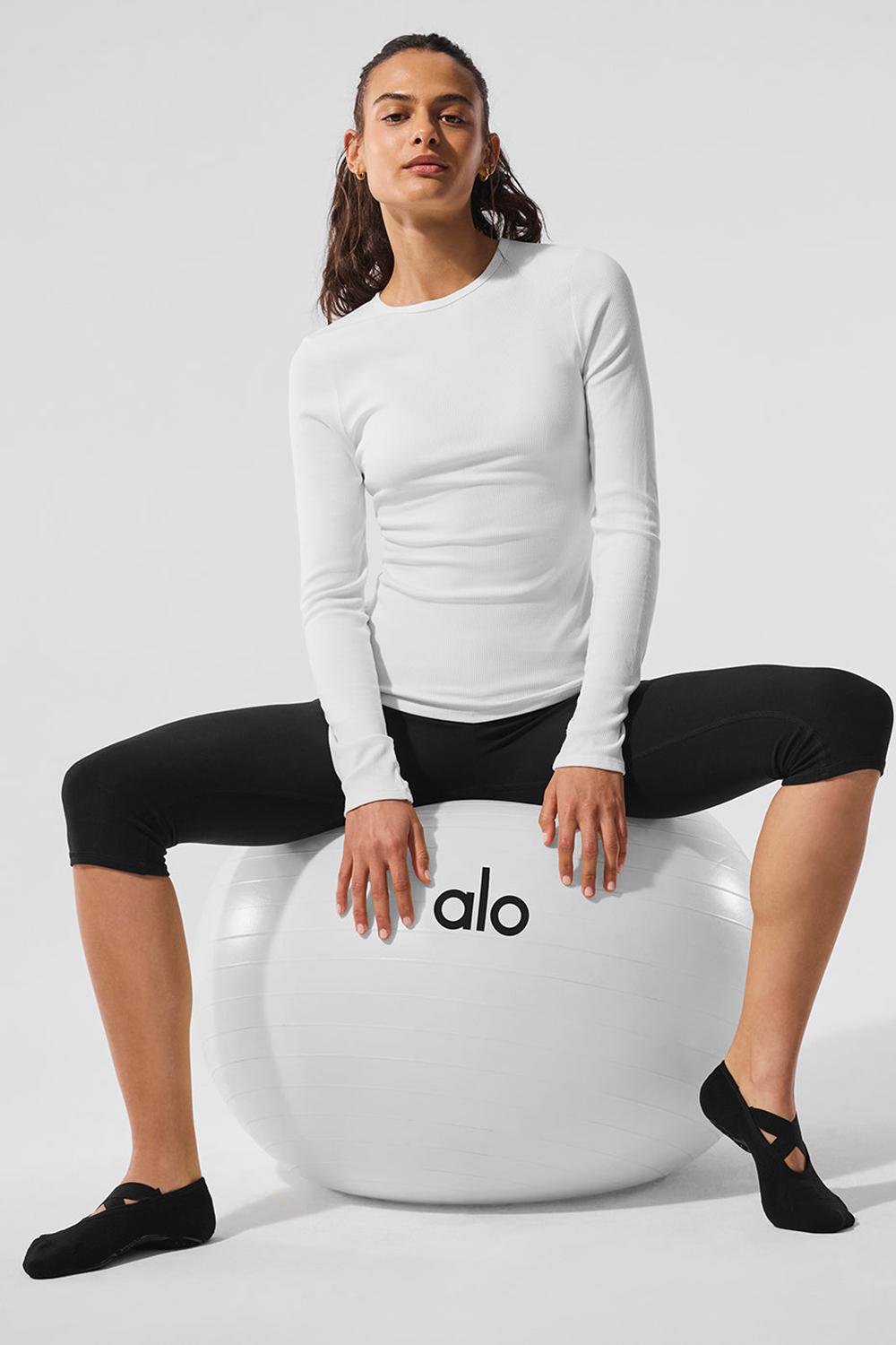 Μακρυμανικο γυναικεια Alo Yoga Ribbed Modal ασπρα | Greece  MQESY-3174