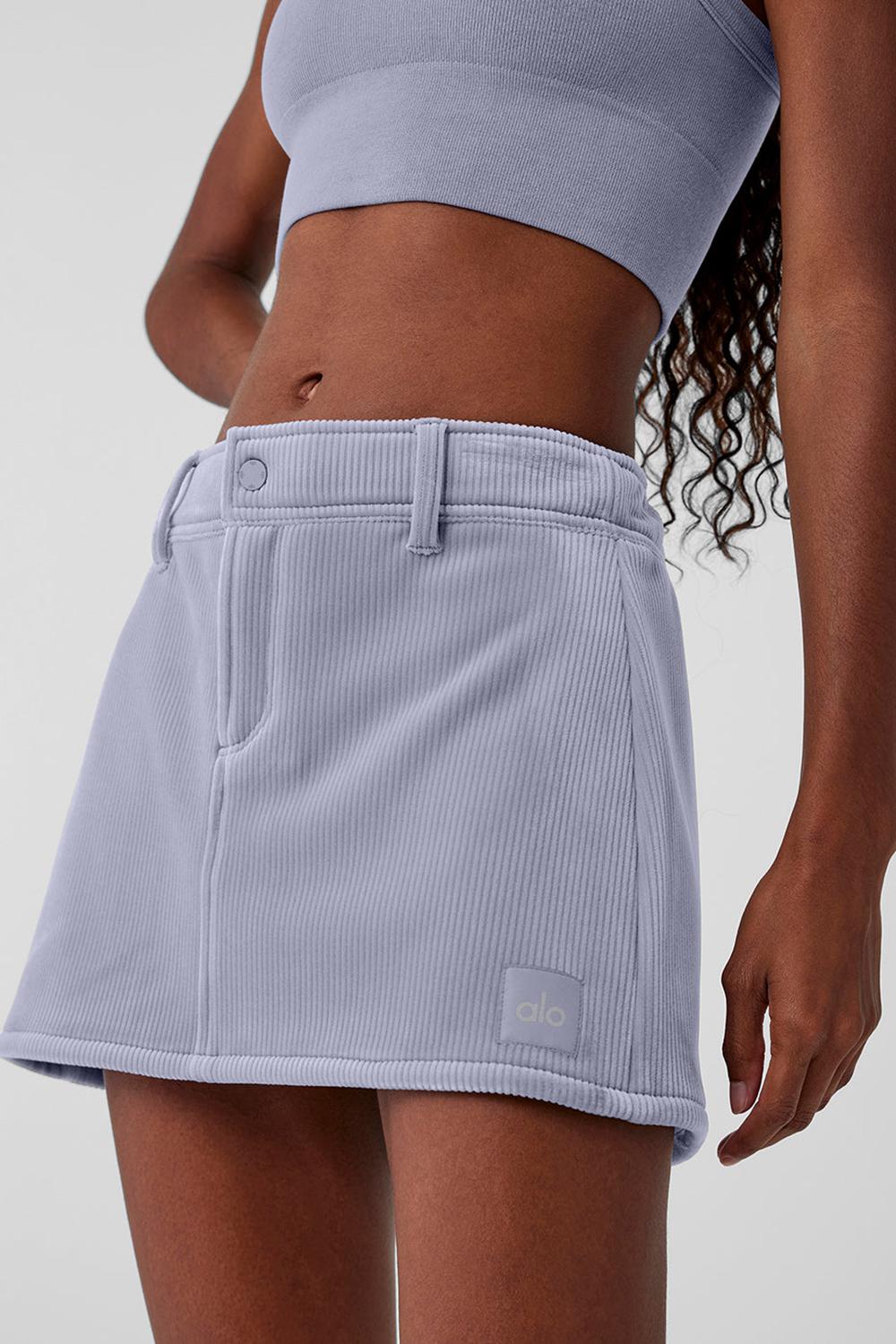 φουστεσ γυναικεια Alo Yoga Ribbed Velour Baller Mini Fog | Greece  HUEZR-4810