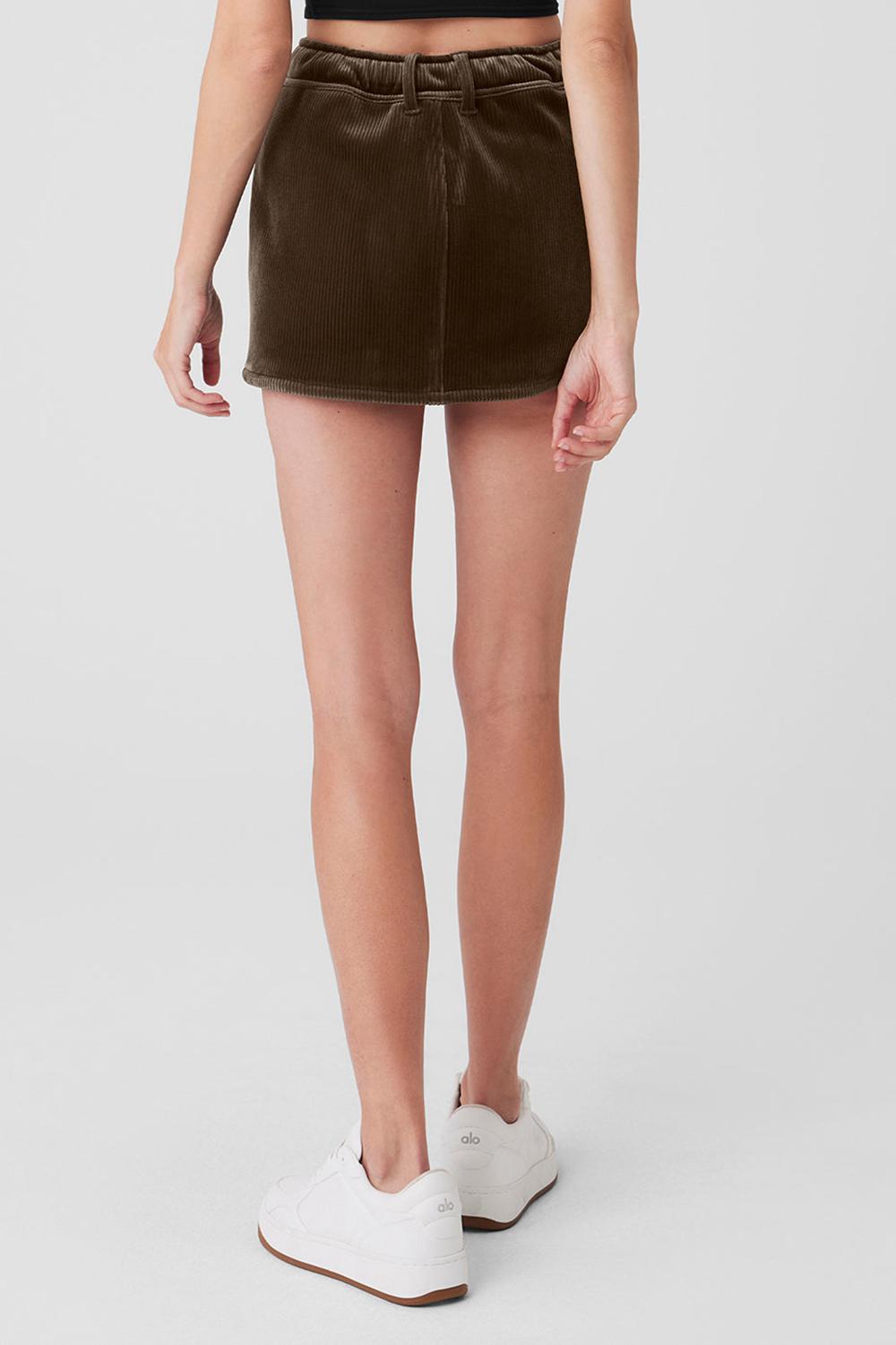 φουστεσ γυναικεια Alo Yoga Ribbed Velour Baller Mini Macchiato | Greece  QFMAU-1745