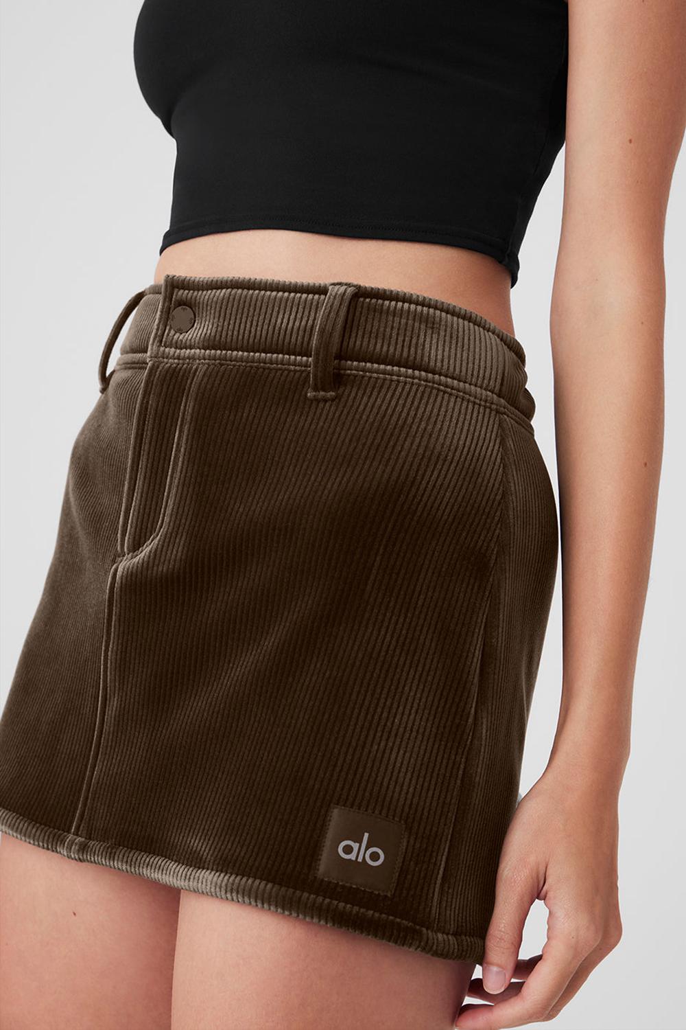 φουστεσ γυναικεια Alo Yoga Ribbed Velour Baller Mini Macchiato | Greece  QFMAU-1745