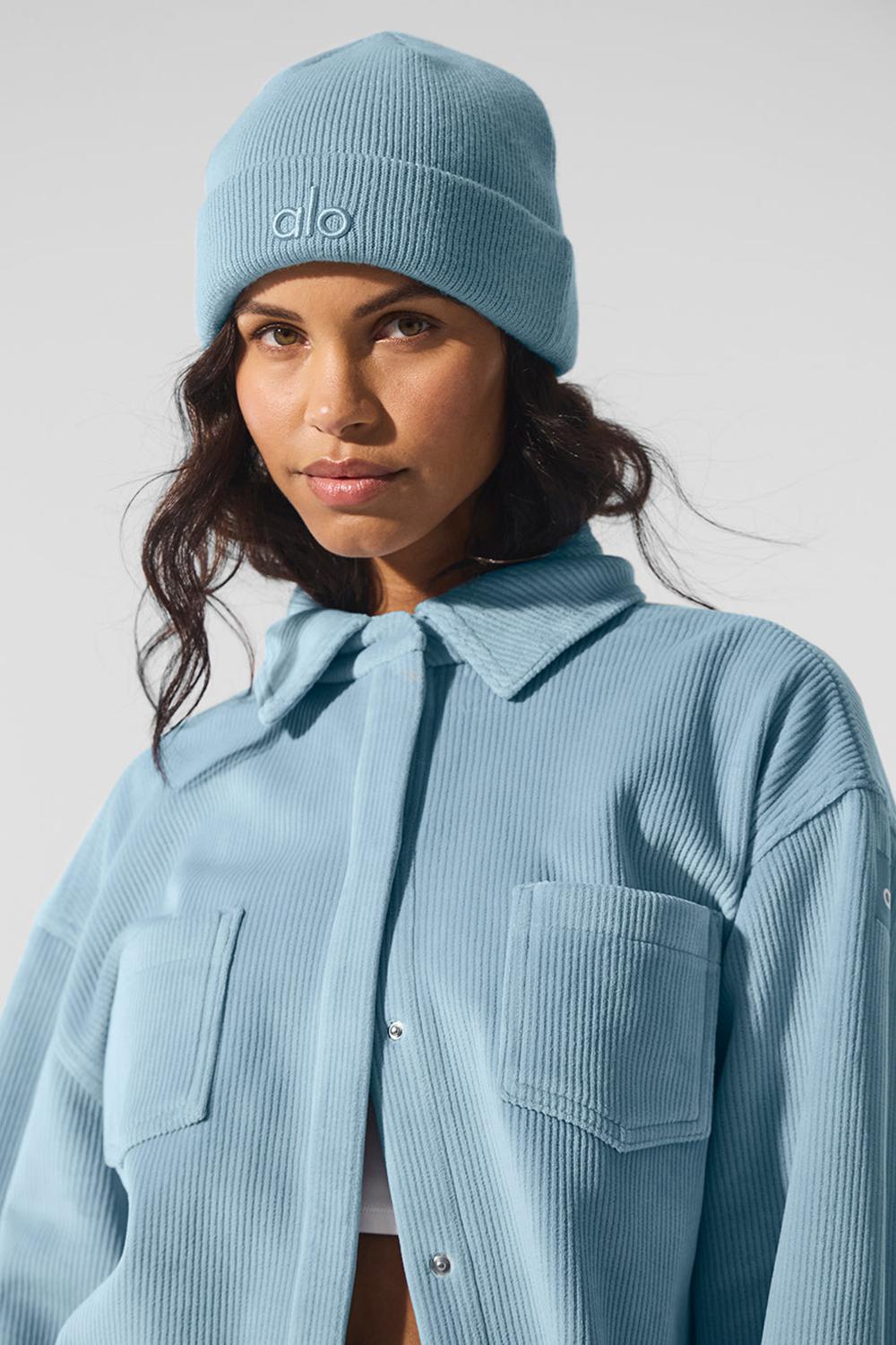 Μπουφαν γυναικεια Alo Yoga Ribbed Velour Mountain Side Shacket μπλε | Greece  BPIZM-1592