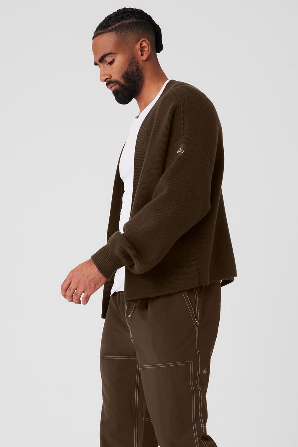 Πουλόβερ ανδρικα Alo Yoga Scholar Cardigan Espresso | Greece  CMXJH-4290