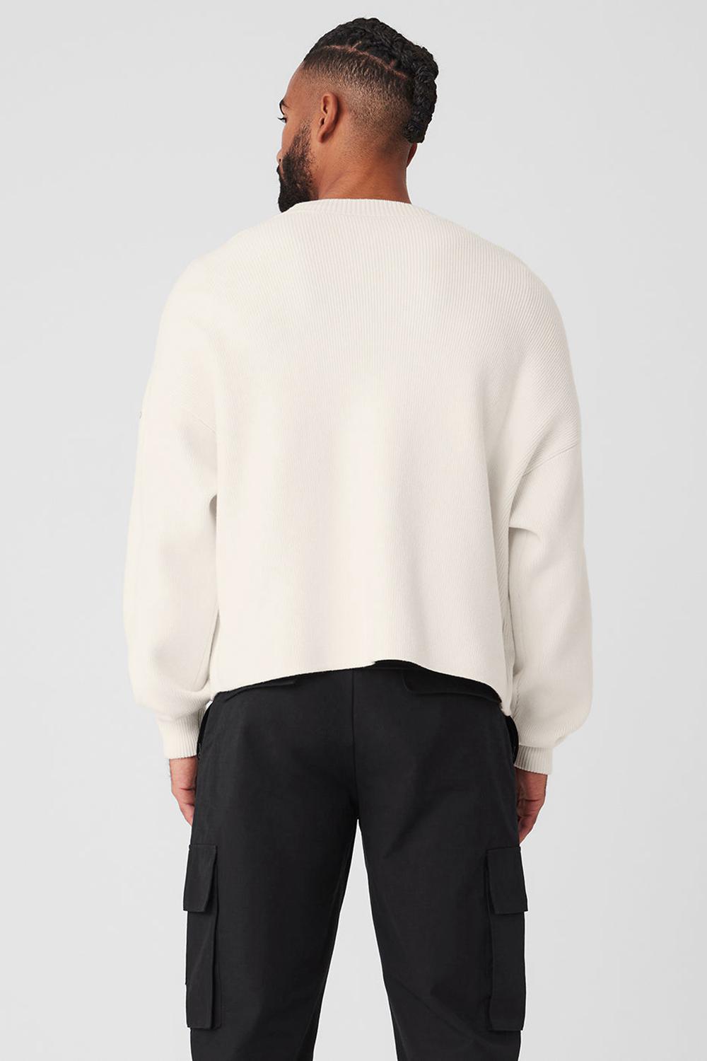 Πουλόβερ ανδρικα Alo Yoga Scholar Cardigan Ivory | Greece  BXENC-0218