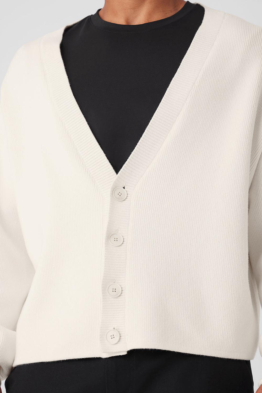 Πουλόβερ ανδρικα Alo Yoga Scholar Cardigan Ivory | Greece  BXENC-0218