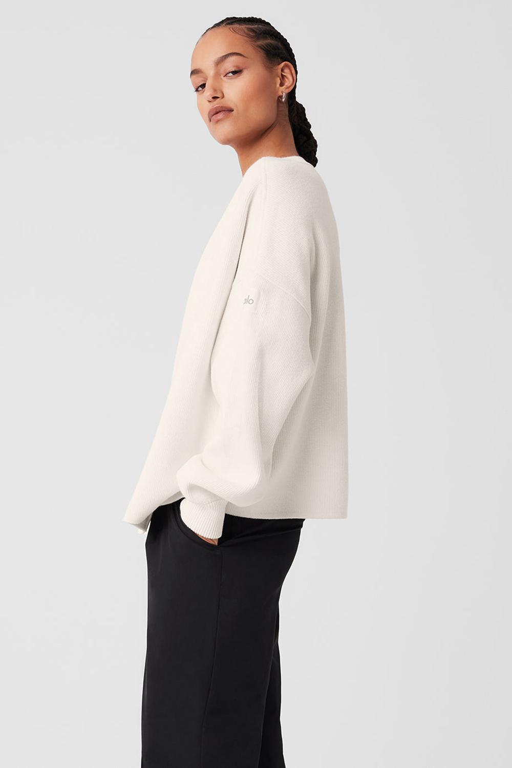 Πουλόβερ γυναικεια Alo Yoga Scholar Cardigan Ivory | Greece  TLHKV-8375