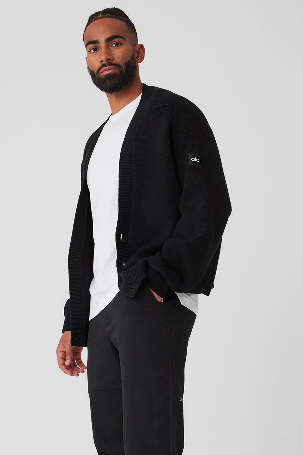Πουλόβερ ανδρικα Alo Yoga Scholar Cardigan μαυρα | Greece  GXQAZ-3167