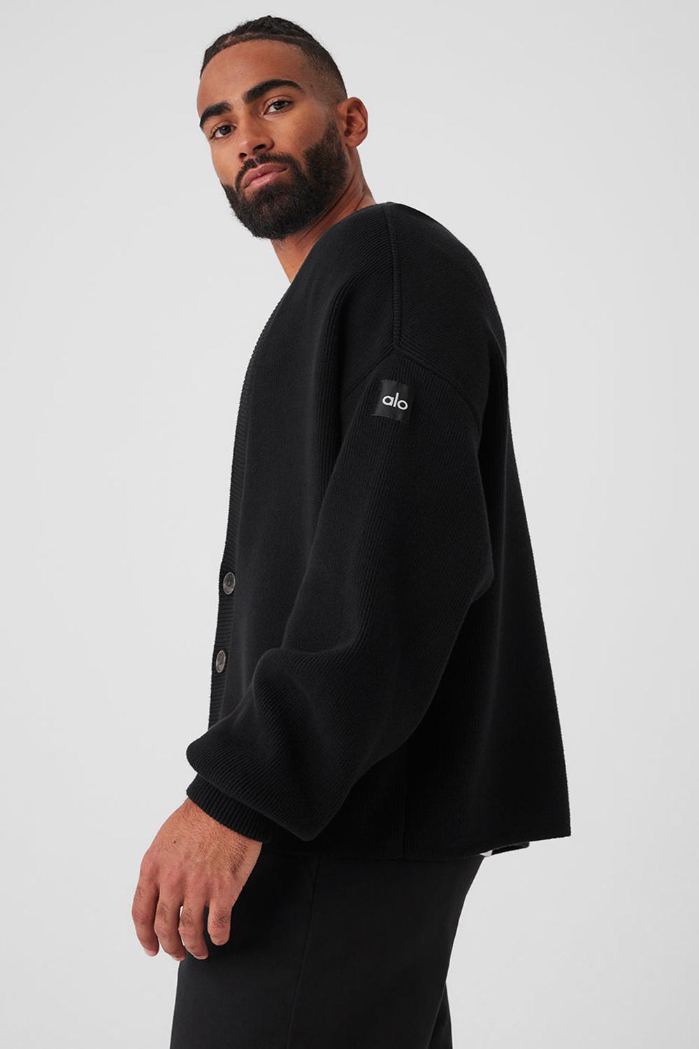 Πουλόβερ ανδρικα Alo Yoga Scholar Cardigan μαυρα | Greece  GXQAZ-3167