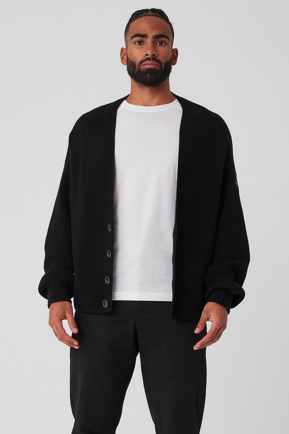 Πουλόβερ ανδρικα Alo Yoga Scholar Cardigan μαυρα | Greece  GXQAZ-3167