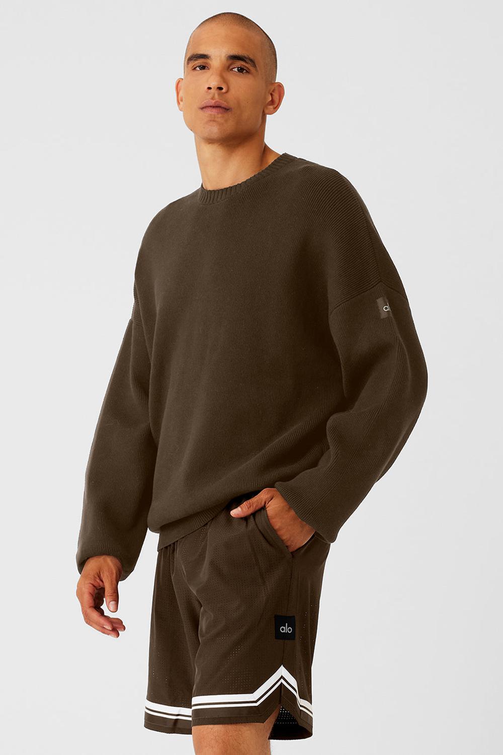 Πουλόβερ ανδρικα Alo Yoga Scholar Crew Neck Espresso | Greece  TIJSL-2845
