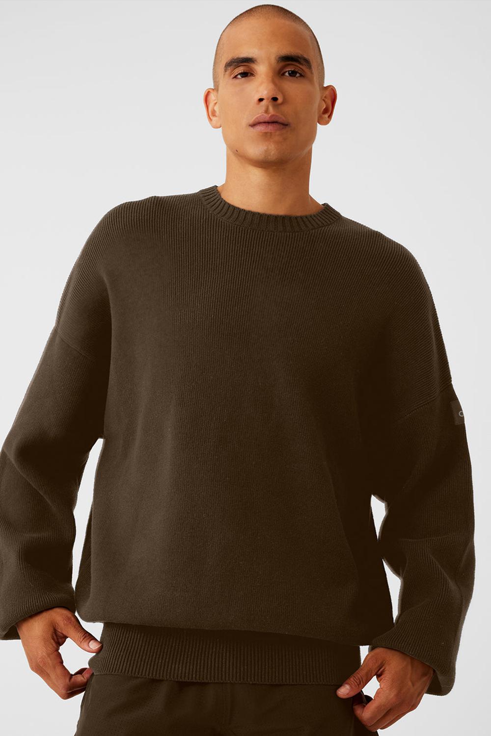 Πουλόβερ ανδρικα Alo Yoga Scholar Crew Neck Espresso | Greece  TIJSL-2845