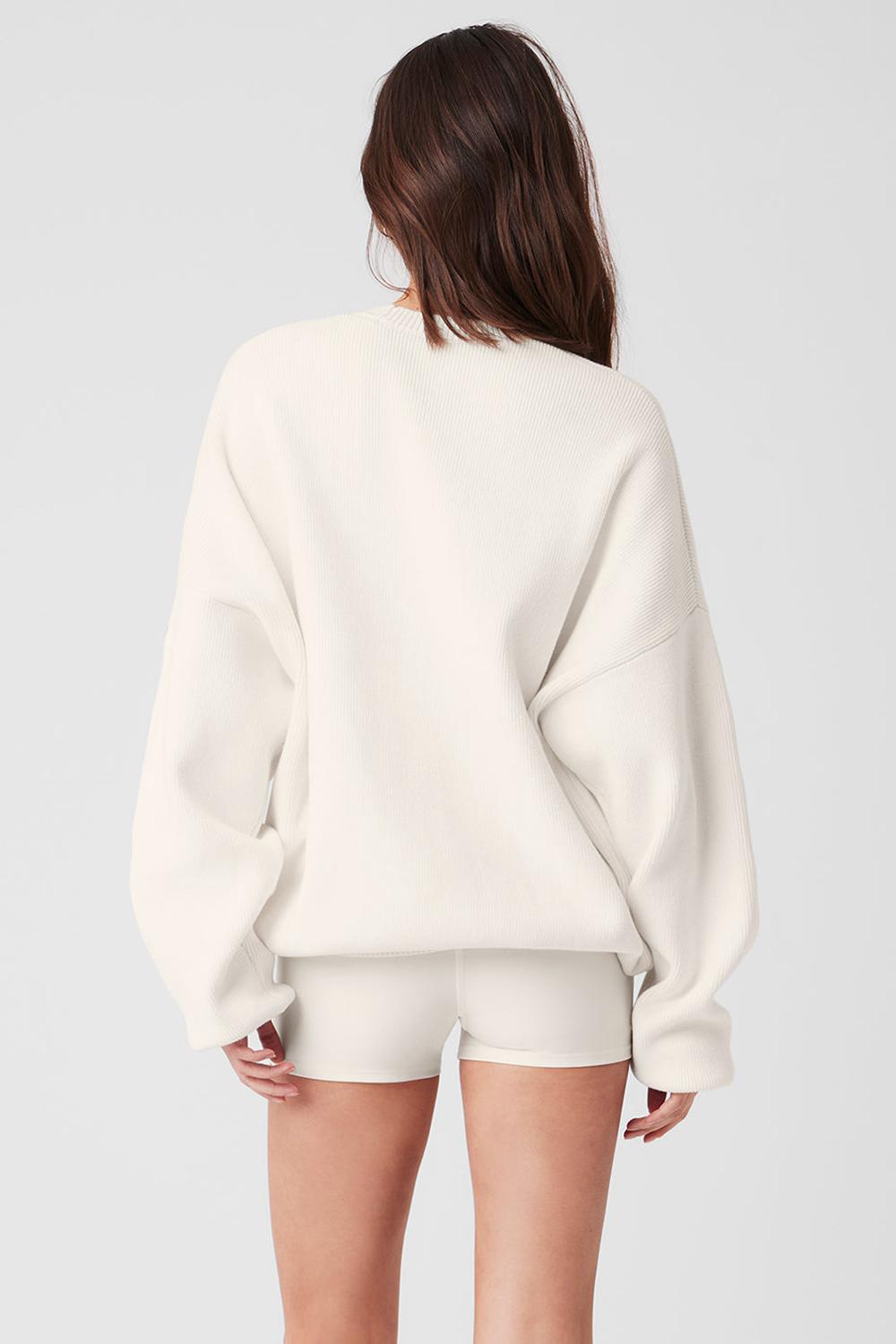 Πουλόβερ γυναικεια Alo Yoga Scholar Crew Neck Ivory | Greece  GWVQF-5904