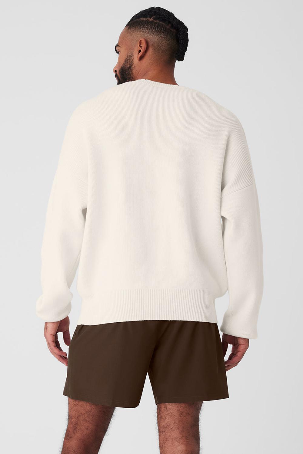 Πουλόβερ ανδρικα Alo Yoga Scholar Crew Neck Ivory | Greece  ZHFVA-0185
