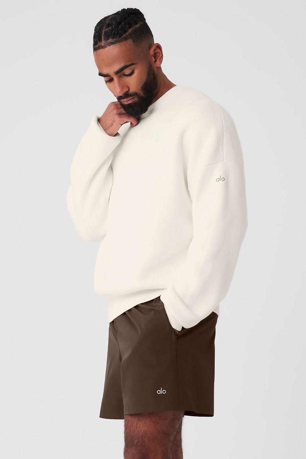 Πουλόβερ ανδρικα Alo Yoga Scholar Crew Neck Ivory | Greece  ZHFVA-0185