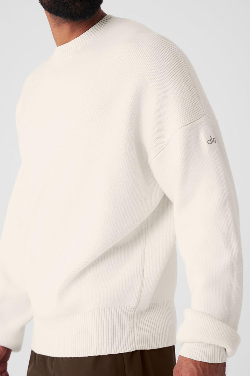 Πουλόβερ ανδρικα Alo Yoga Scholar Crew Neck Ivory | Greece  ZHFVA-0185
