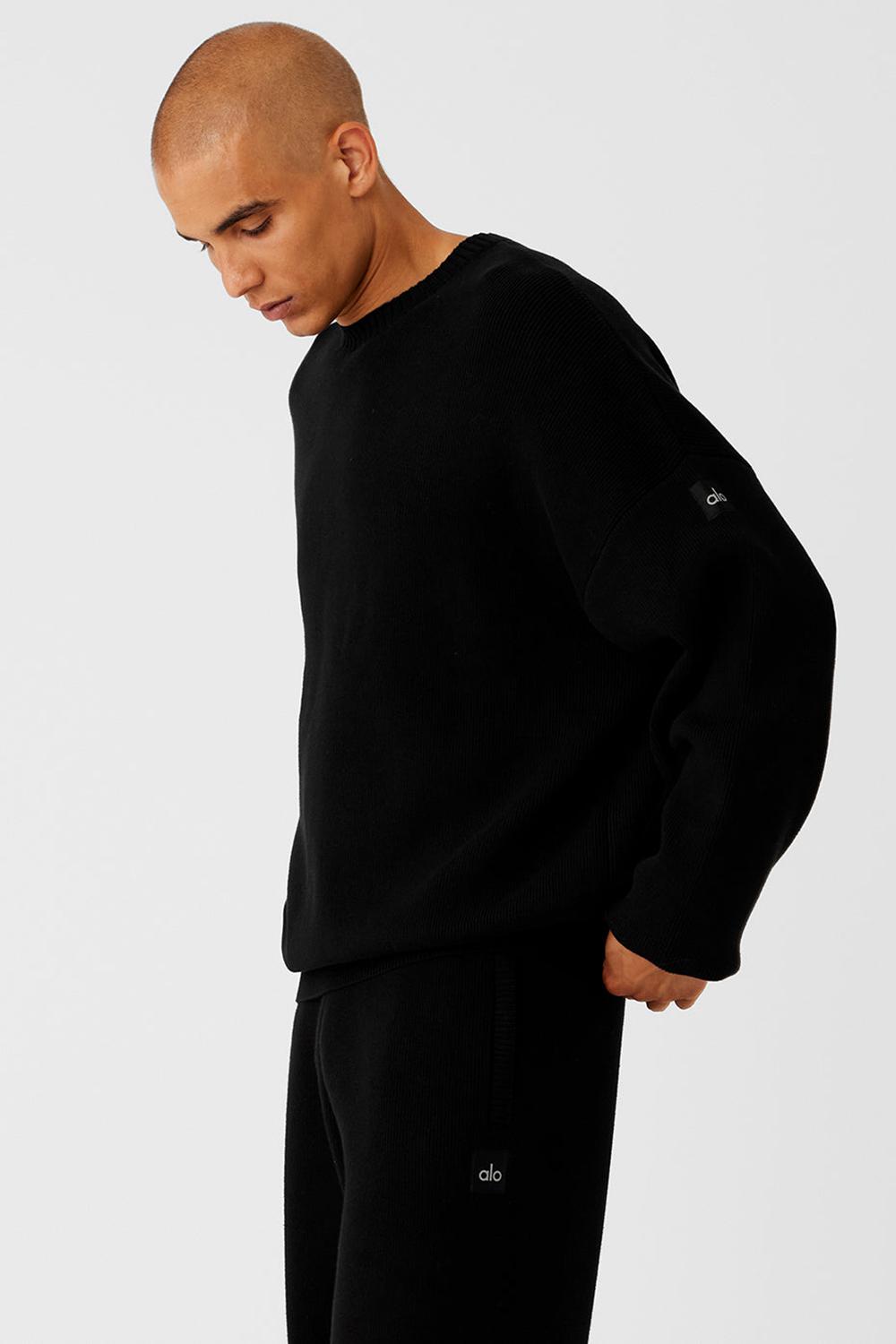 Πουλόβερ ανδρικα Alo Yoga Scholar Crew Neck μαυρα | Greece  BMZNR-5743