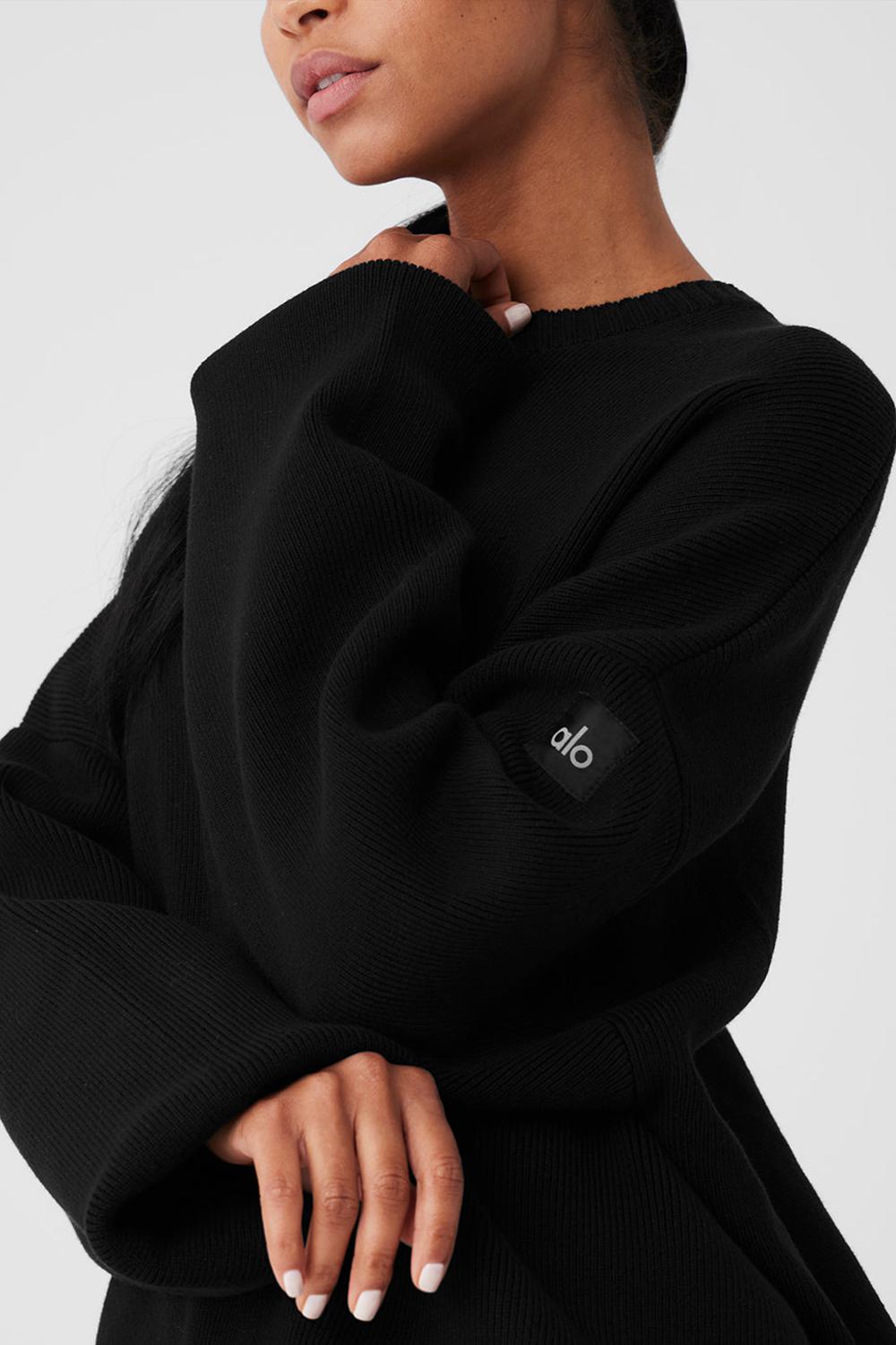 Πουλόβερ γυναικεια Alo Yoga Scholar Crew Neck μαυρα | Greece  DUHST-6128
