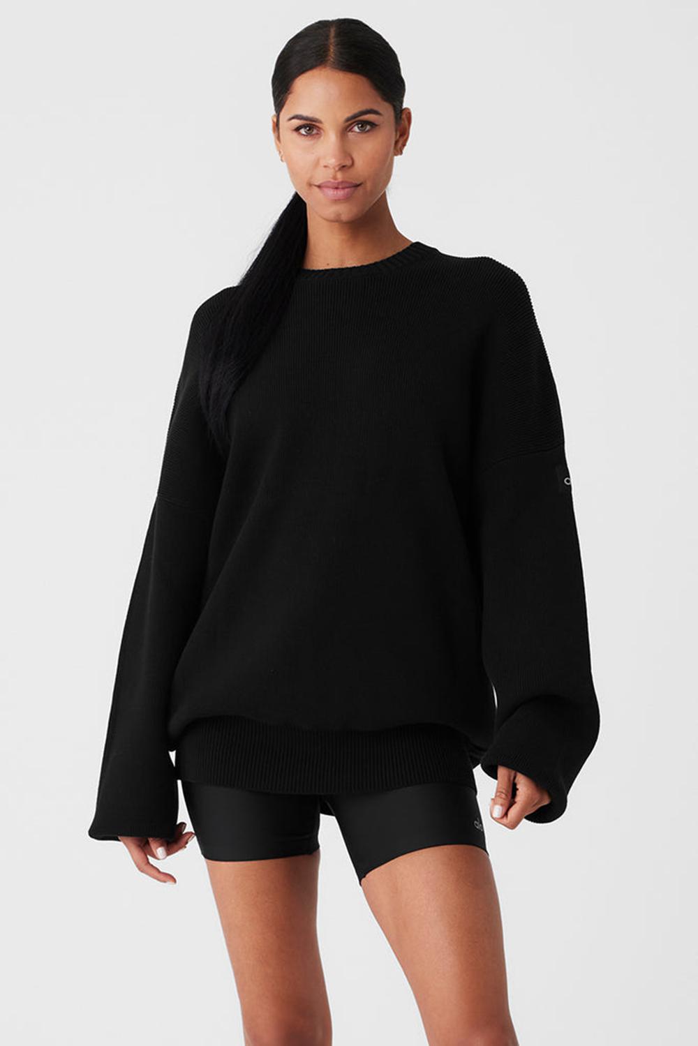 Πουλόβερ γυναικεια Alo Yoga Scholar Crew Neck μαυρα | Greece  DUHST-6128