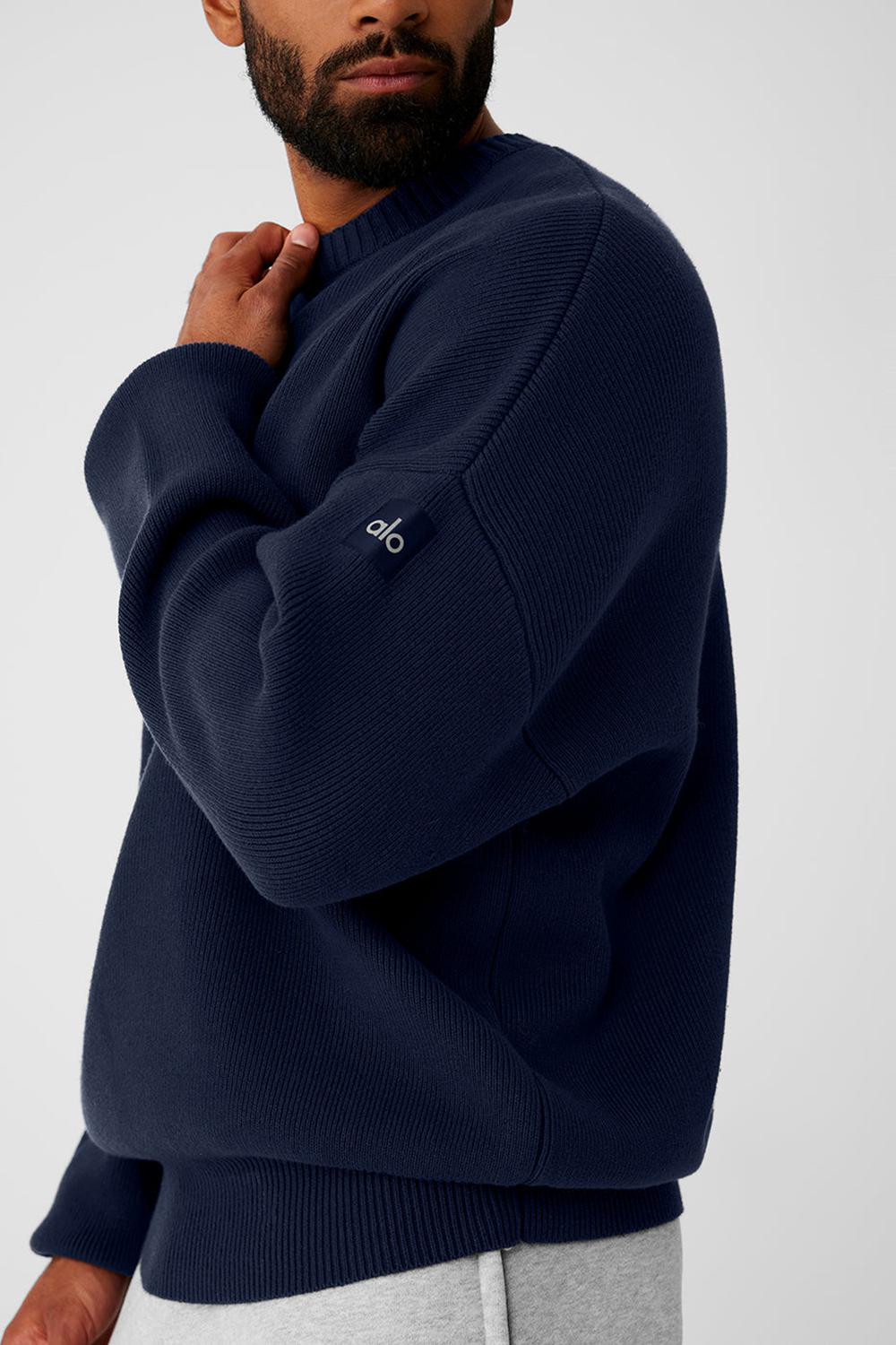 Πουλόβερ ανδρικα Alo Yoga Scholar Crew Neck σκουρο μπλε | Greece  PFUEL-6283