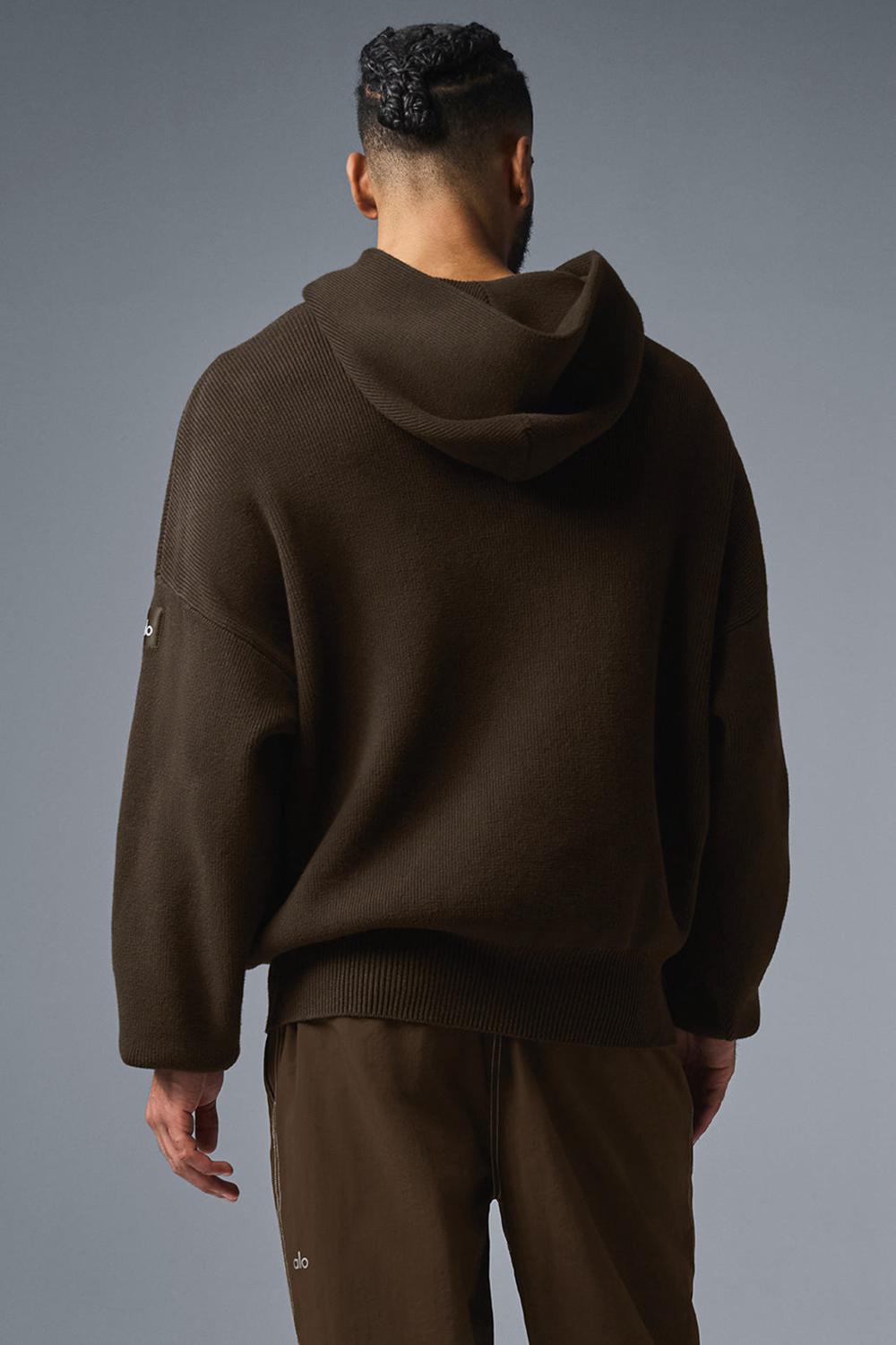 Πουλόβερ ανδρικα Alo Yoga Scholar Hooded Espresso | Greece  CJKNI-9871