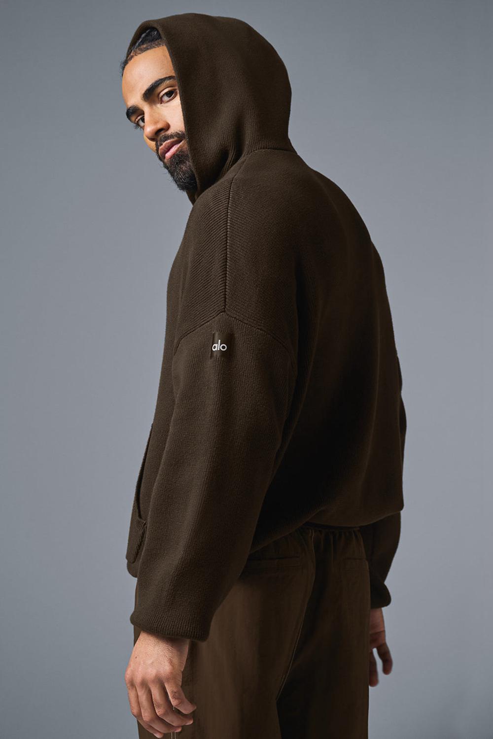 Πουλόβερ ανδρικα Alo Yoga Scholar Hooded Espresso | Greece  CJKNI-9871