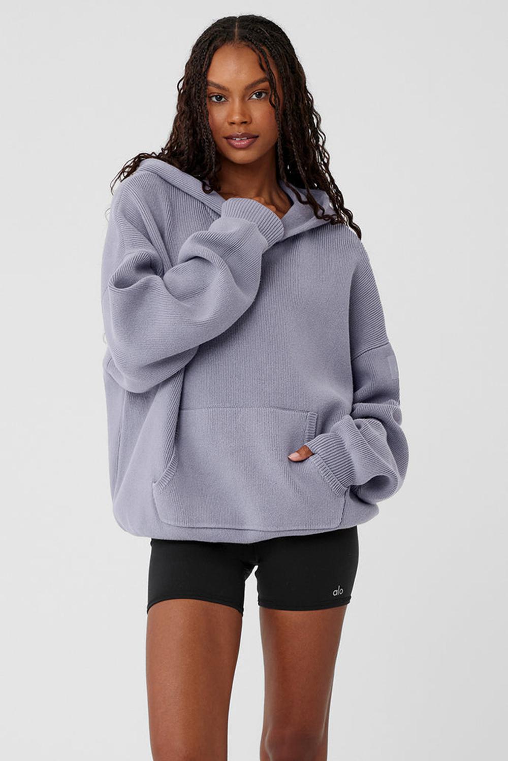 Πουλόβερ γυναικεια Alo Yoga Scholar Hooded Fog | Greece  GDAPY-3284