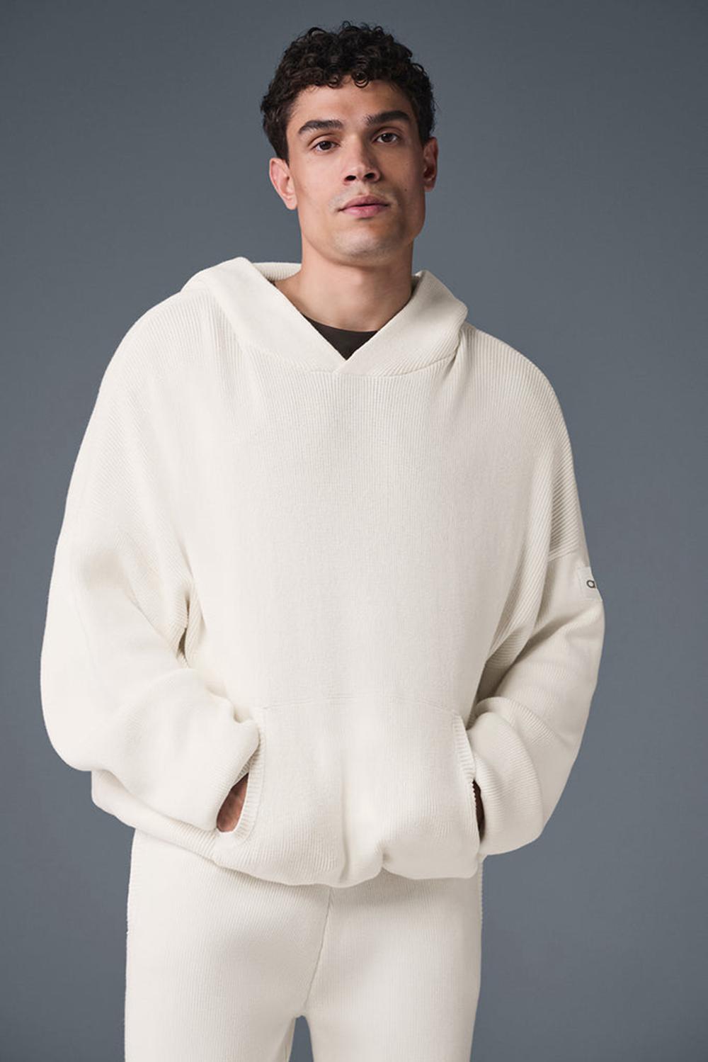 Πουλόβερ ανδρικα Alo Yoga Scholar Hooded Ivory | Greece  EUNAK-8967