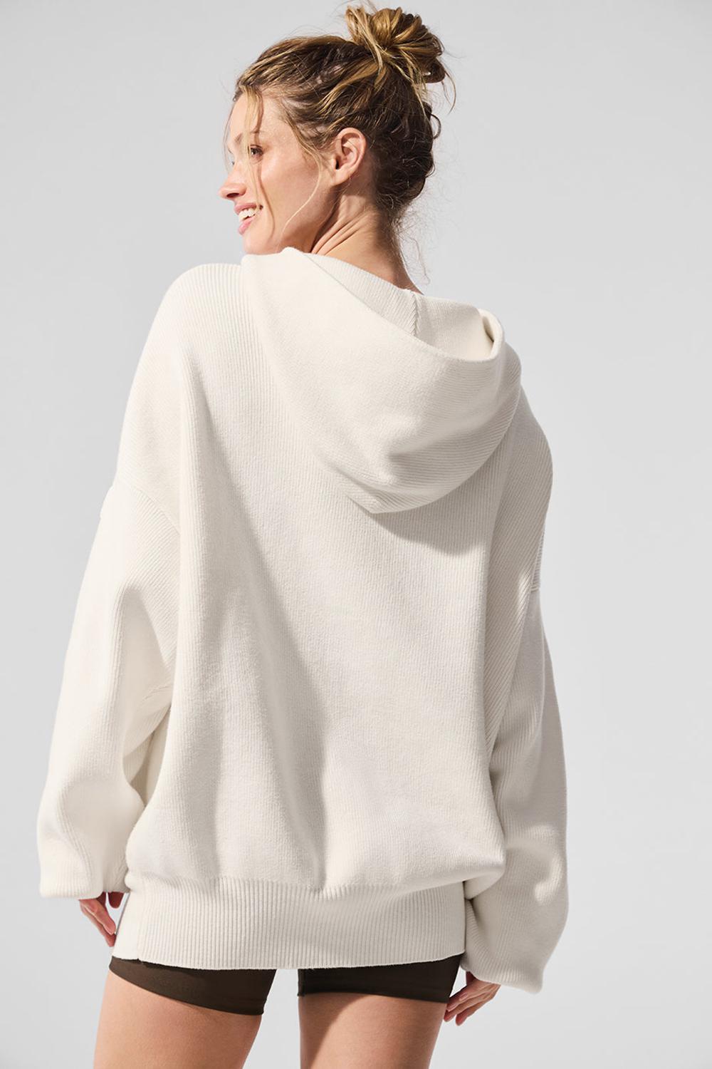 Πουλόβερ γυναικεια Alo Yoga Scholar Hooded Ivory | Greece  KDWYG-6187
