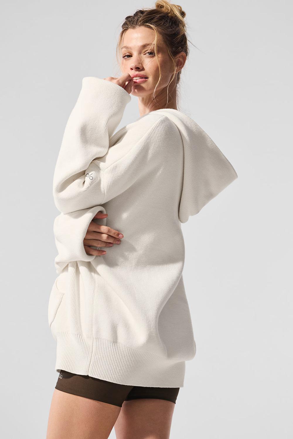 Πουλόβερ γυναικεια Alo Yoga Scholar Hooded Ivory | Greece  KDWYG-6187