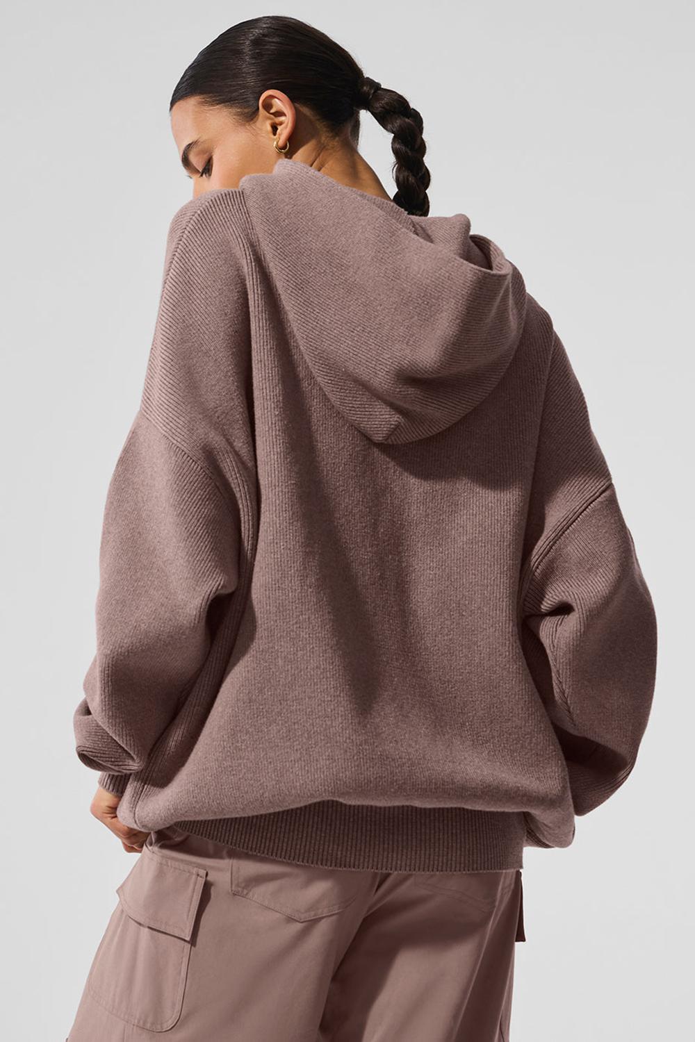 Πουλόβερ γυναικεια Alo Yoga Scholar Hooded Mushroom Heather | Greece  AEUZL-3691