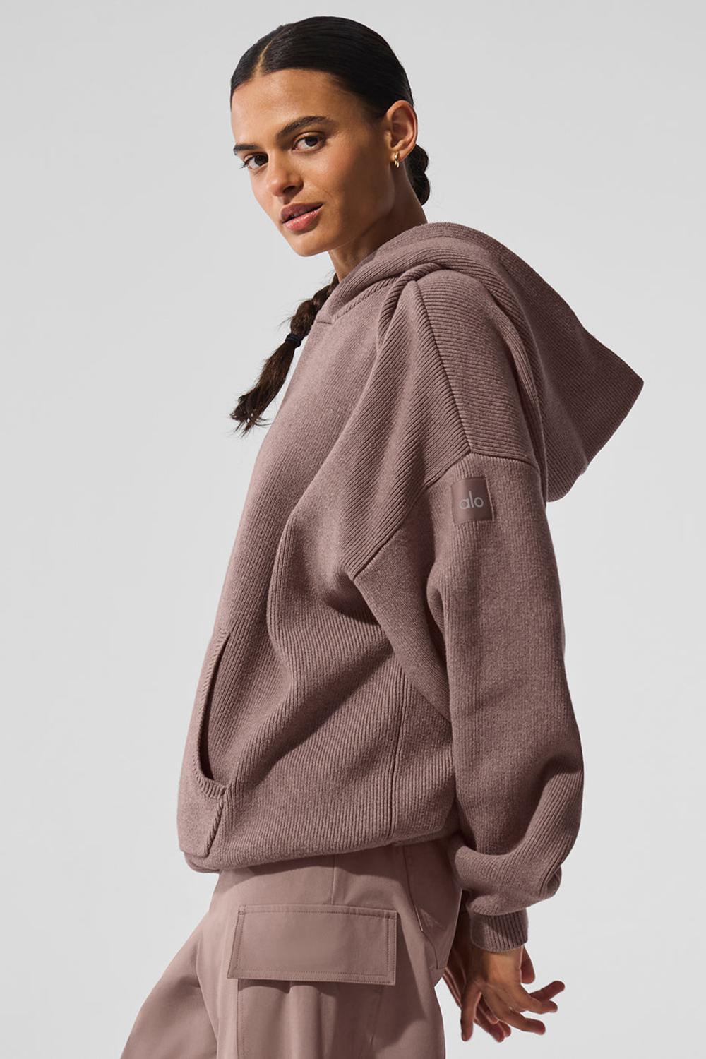Πουλόβερ γυναικεια Alo Yoga Scholar Hooded Mushroom Heather | Greece  AEUZL-3691