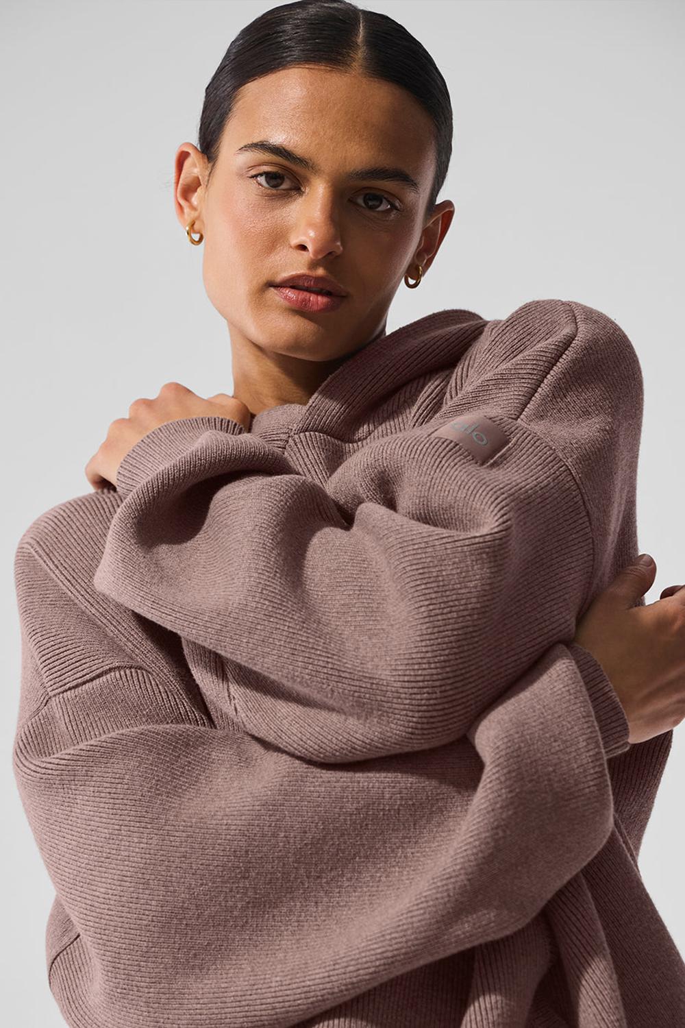 Πουλόβερ γυναικεια Alo Yoga Scholar Hooded Mushroom Heather | Greece  AEUZL-3691