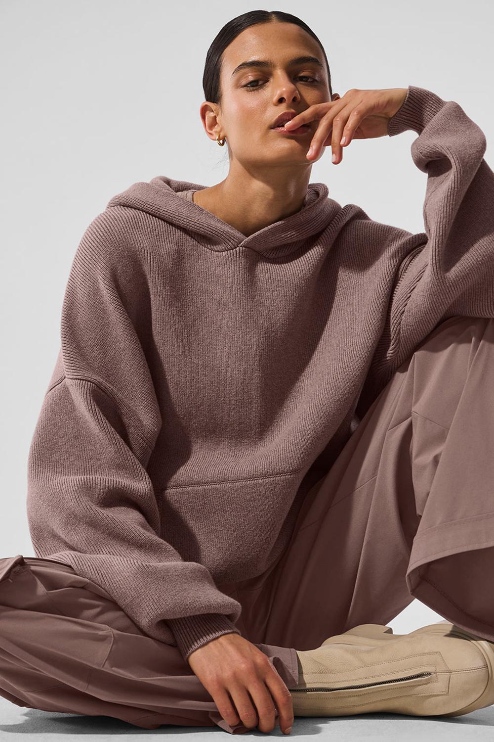 Πουλόβερ γυναικεια Alo Yoga Scholar Hooded Mushroom Heather | Greece  AEUZL-3691