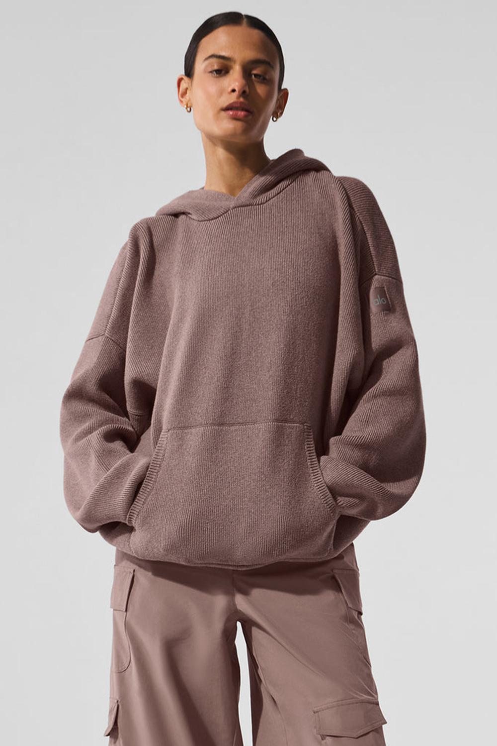Πουλόβερ γυναικεια Alo Yoga Scholar Hooded Mushroom Heather | Greece  AEUZL-3691