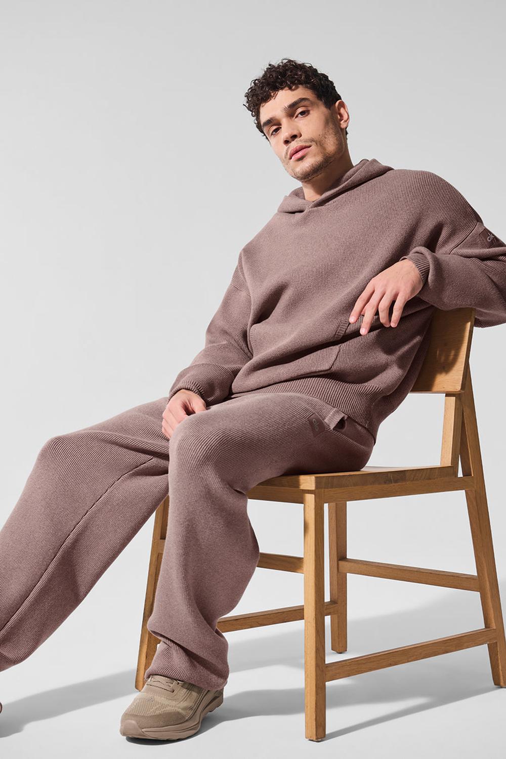 Πουλόβερ ανδρικα Alo Yoga Scholar Hooded Mushroom Heather | Greece  BSJFU-1625