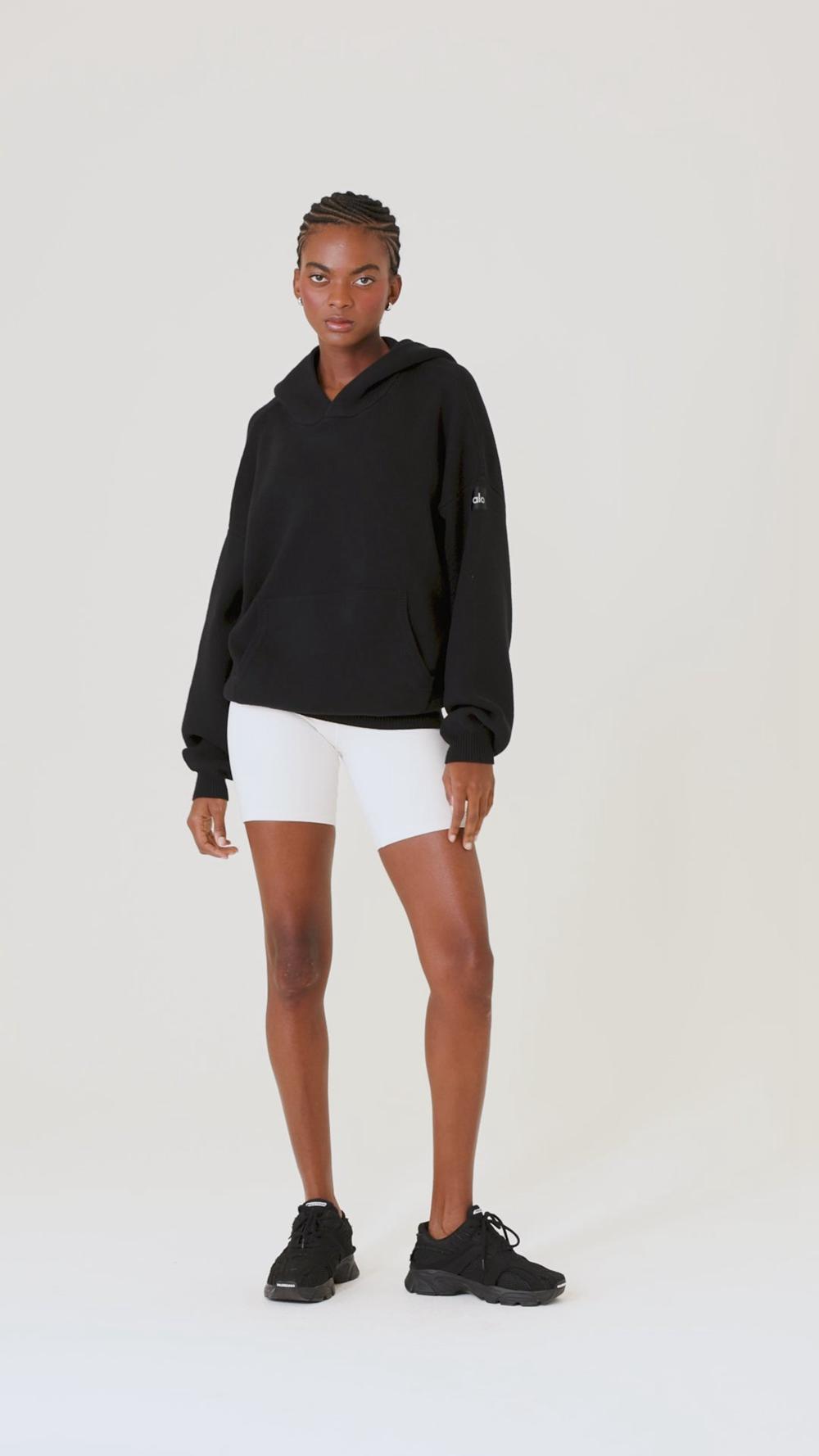 Πουλόβερ γυναικεια Alo Yoga Scholar Hooded μαυρα | Greece  COTQE-9382