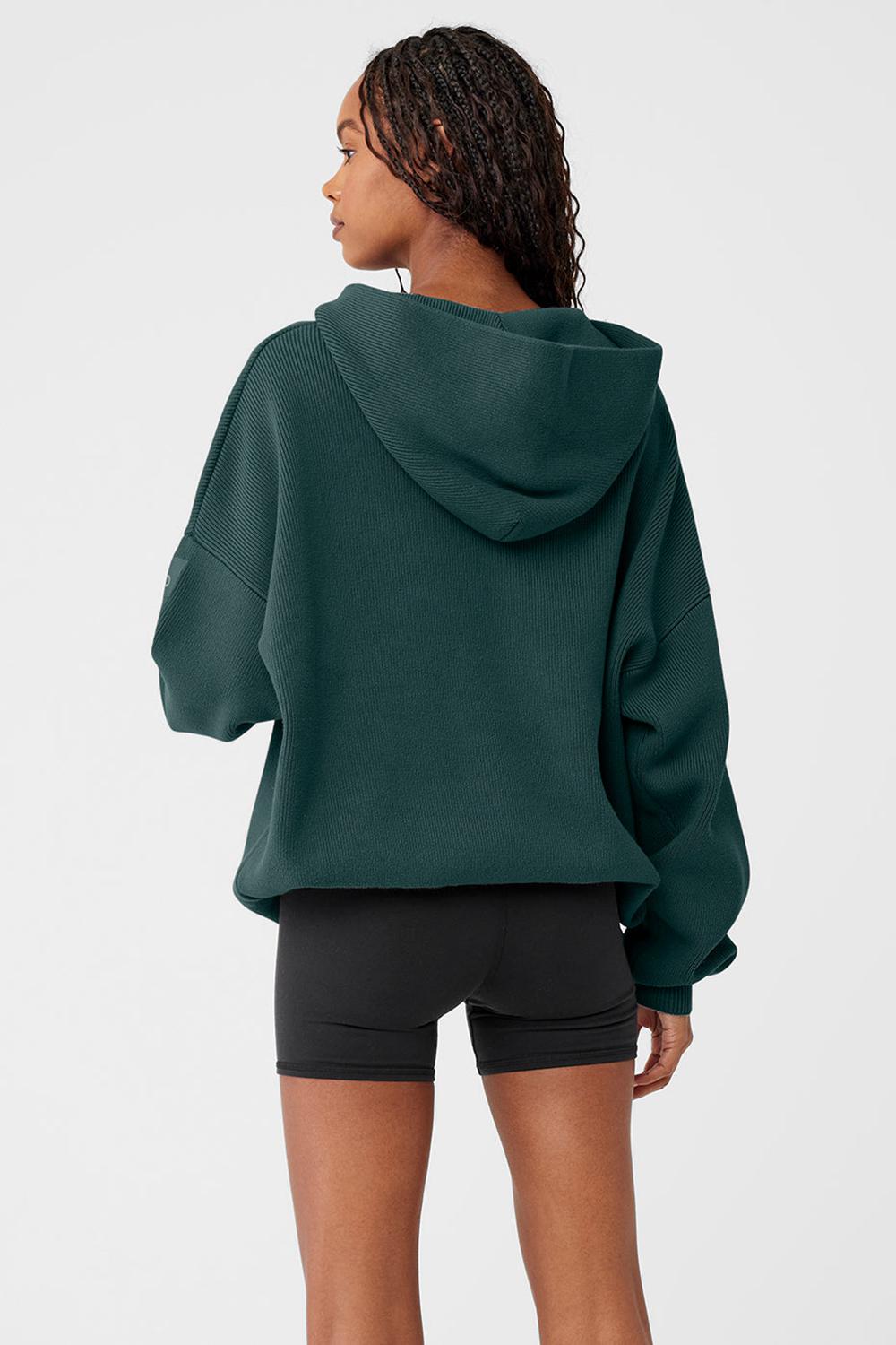 Πουλόβερ γυναικεια Alo Yoga Scholar Hooded πρασινο | Greece  WNDXB-5908