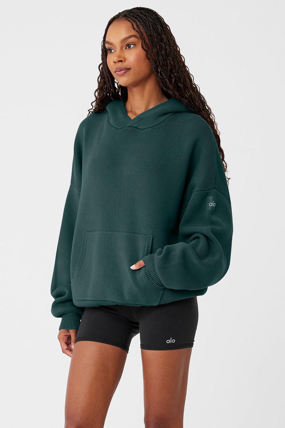 Πουλόβερ γυναικεια Alo Yoga Scholar Hooded πρασινο | Greece  WNDXB-5908