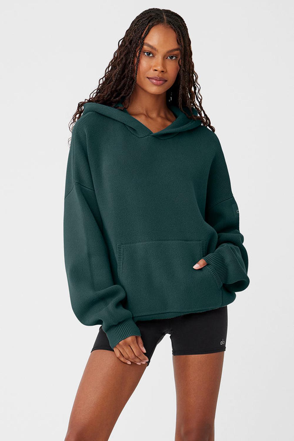 Πουλόβερ γυναικεια Alo Yoga Scholar Hooded πρασινο | Greece  WNDXB-5908