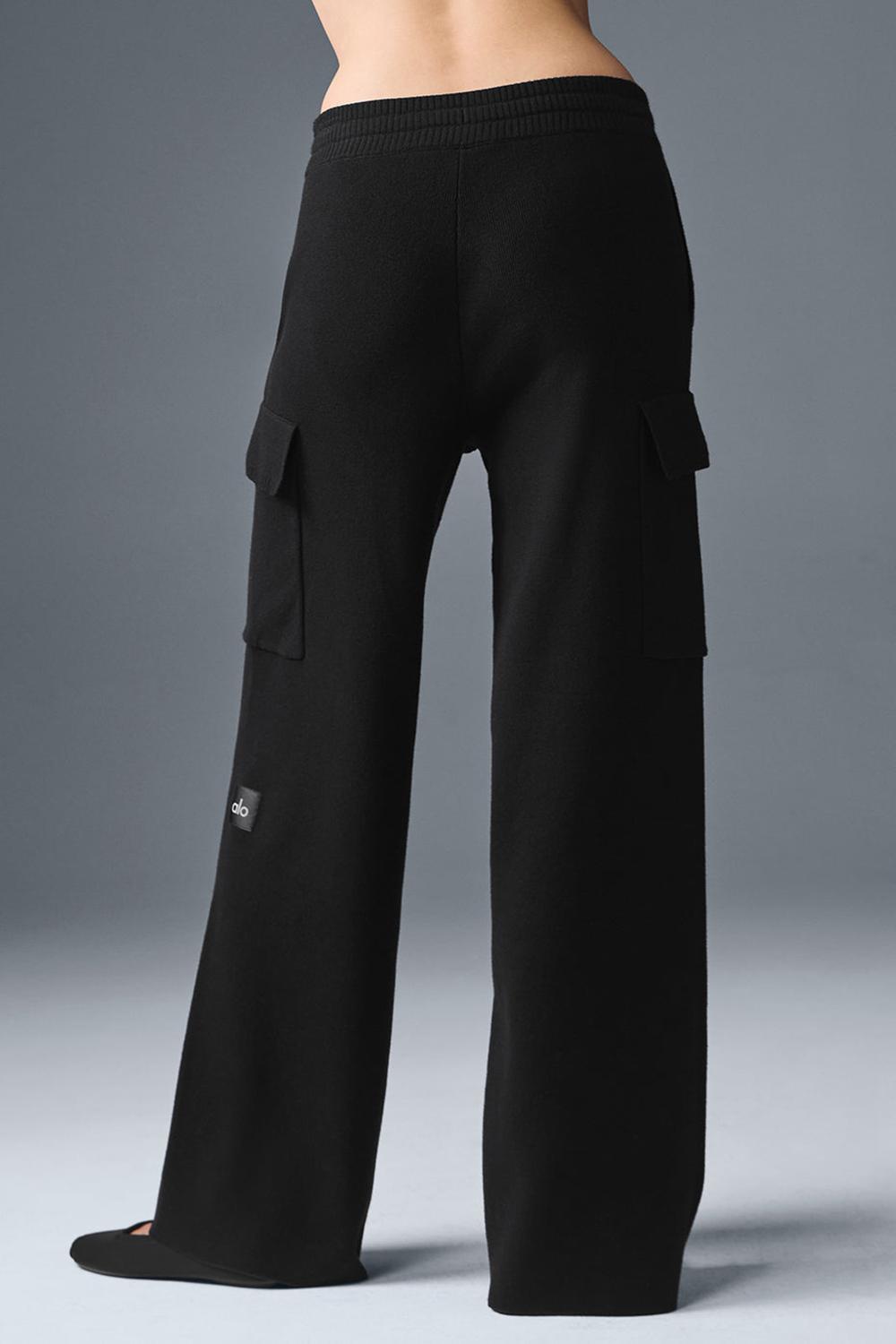 Παντελονι γυναικεια Alo Yoga Scholar Knit High-Waist Cargo μαυρα | Greece  NVXCG-4517
