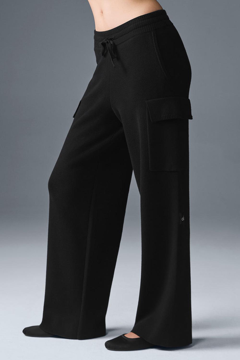 Παντελονι γυναικεια Alo Yoga Scholar Knit High-Waist Cargo μαυρα | Greece  NVXCG-4517