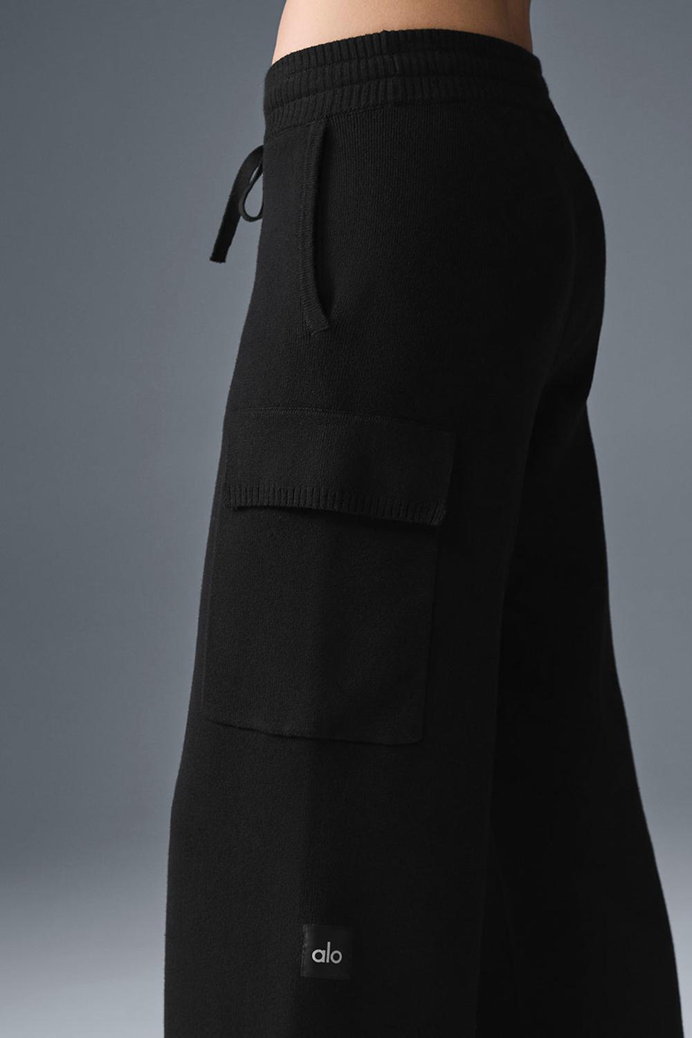 Παντελονι γυναικεια Alo Yoga Scholar Knit High-Waist Cargo μαυρα | Greece  NVXCG-4517