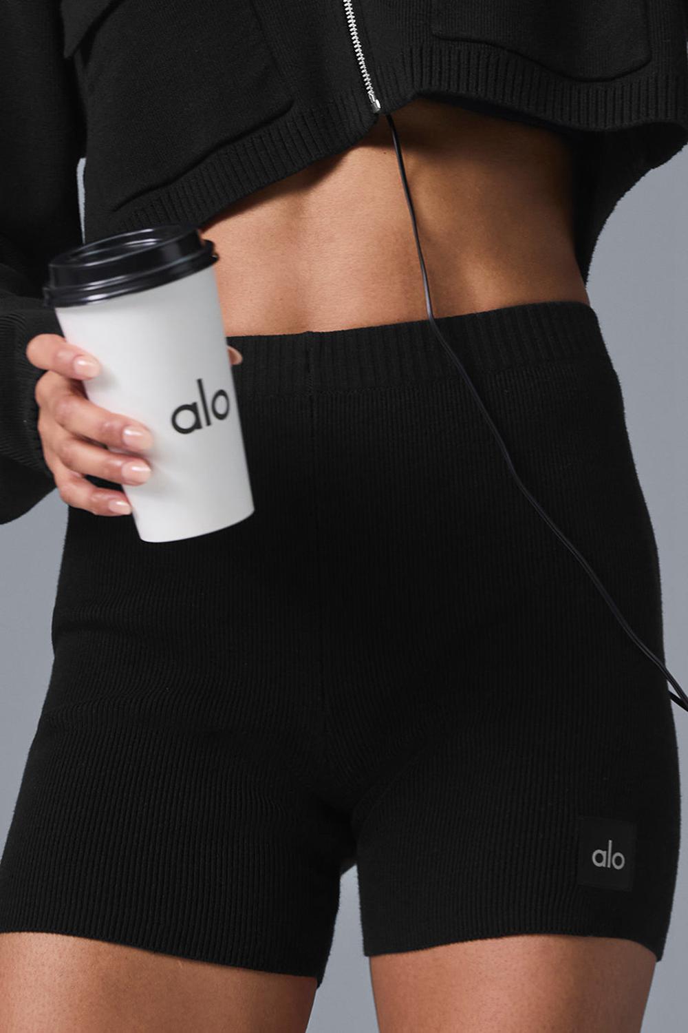 Σορτσ γυναικεια Alo Yoga Scholar Knit High-Waist μαυρα | Greece  FUJXL-8719