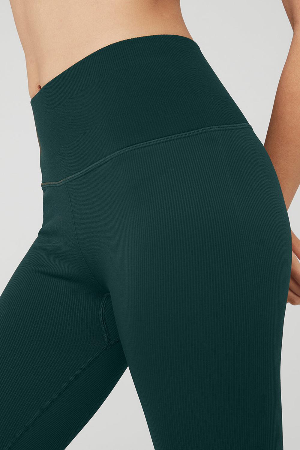 Κολαν γυναικεια Alo Yoga Seamless High-Waist Ribbed πρασινο | Greece  DKMTQ-8034