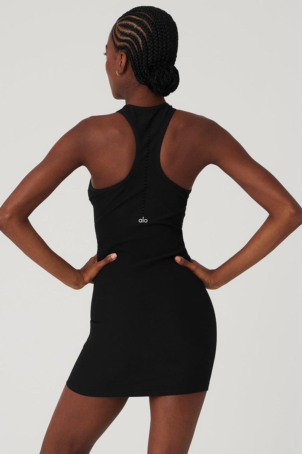 Φορεμα γυναικεια Alo Yoga Seamless Open Air Racerback μαυρα | Greece  FLHBO-5342