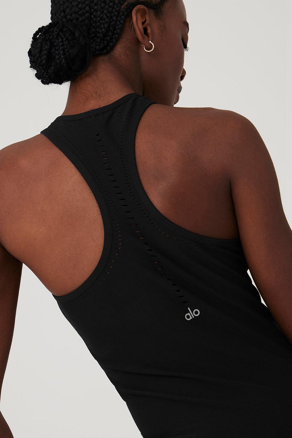 Φορεμα γυναικεια Alo Yoga Seamless Open Air Racerback μαυρα | Greece  FLHBO-5342